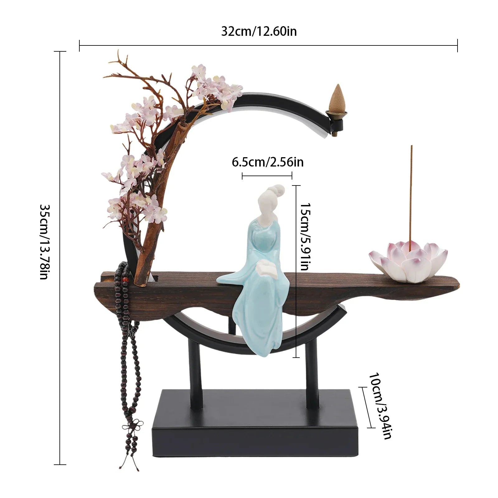 Modern Chinese Backflow Incense Burner Waterfall Ceramic Holder for Home Décor, Meditation & Stress Relief Gift Set - GiftMira