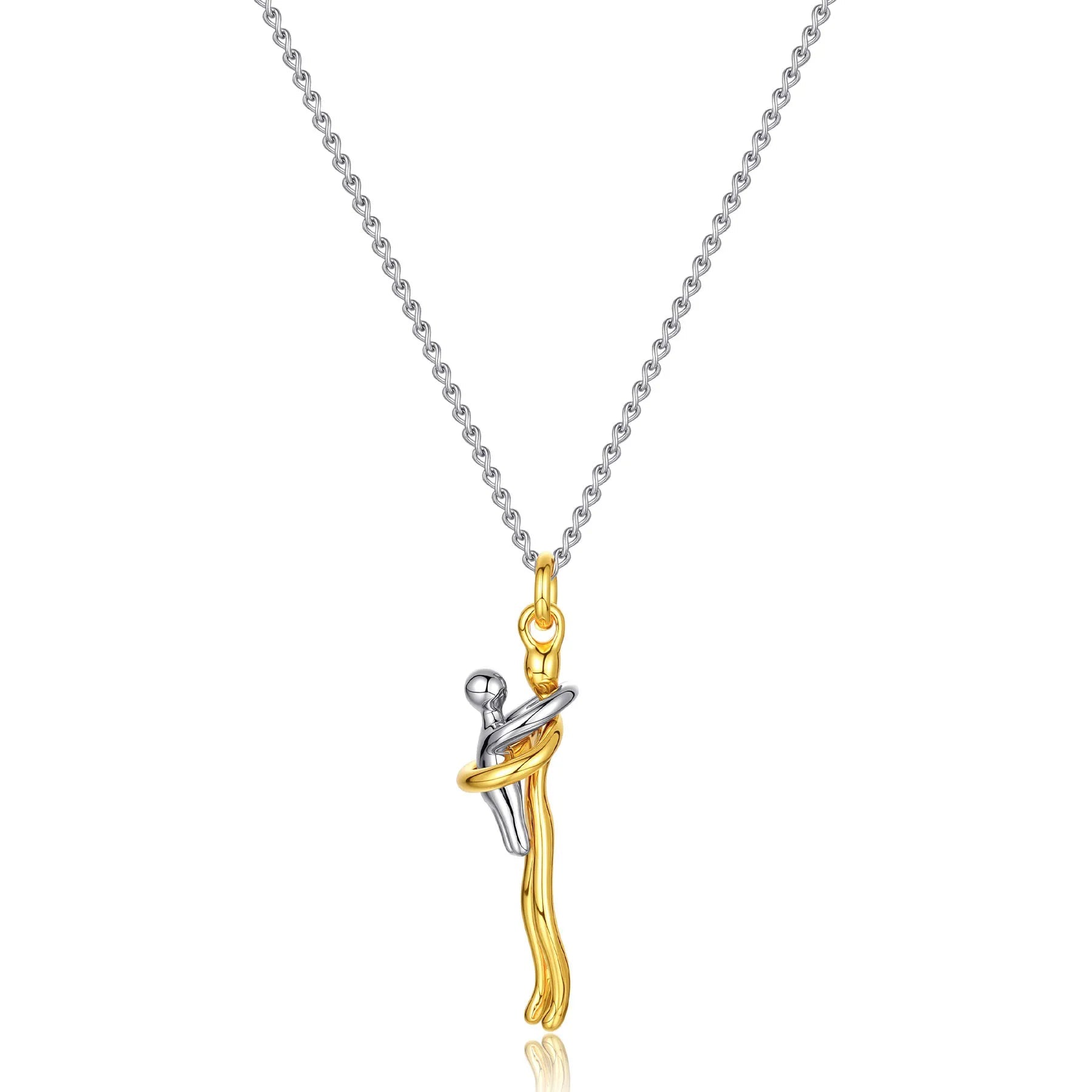 Mother & Child Hugging Pendant Necklace – Stainless Steel Minimalist Mom Charm, Anniversary Jewelry Gift - GiftMira