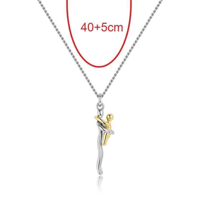 Mother & Child Hugging Pendant Necklace – Stainless Steel Minimalist Mom Charm, Anniversary Jewelry Gift - GiftMira
