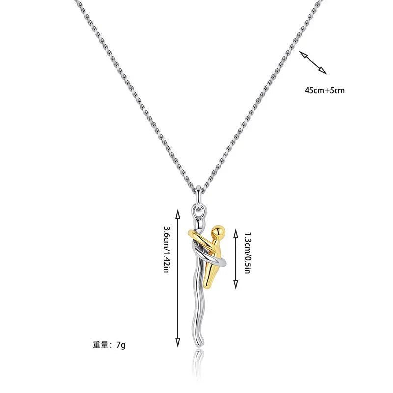 Mother & Child Hugging Pendant Necklace – Stainless Steel Minimalist Mom Charm, Anniversary Jewelry Gift - GiftMira