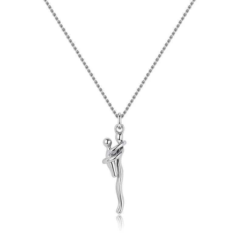 Mother & Child Hugging Pendant Necklace – Stainless Steel Minimalist Mom Charm, Anniversary Jewelry Gift - GiftMira