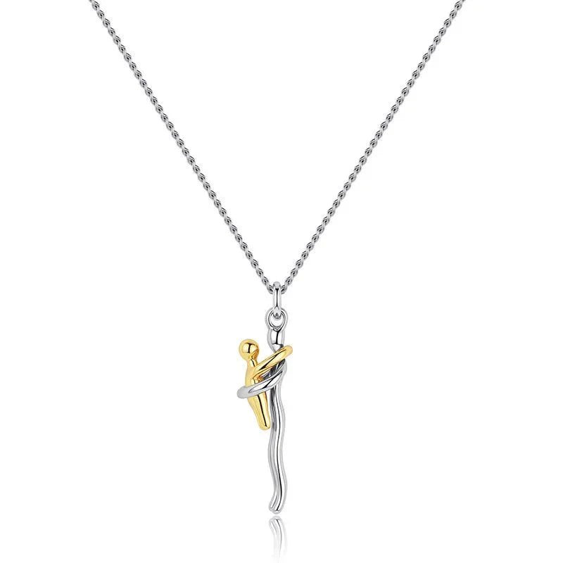 Mother & Child Hugging Pendant Necklace – Stainless Steel Minimalist Mom Charm, Anniversary Jewelry Gift - GiftMira