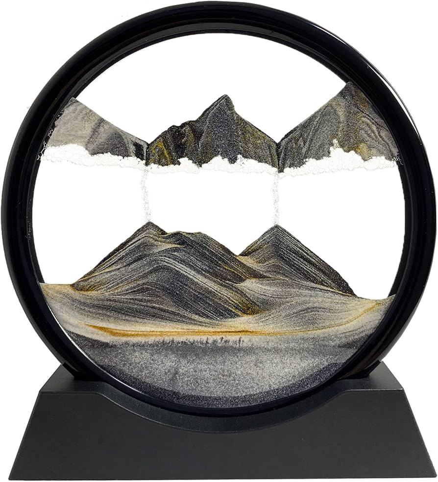 Moving Sand Art Liquid Motion Frame 7 Inch Round Glass 3D Sandscape Desk Gift - GiftMira