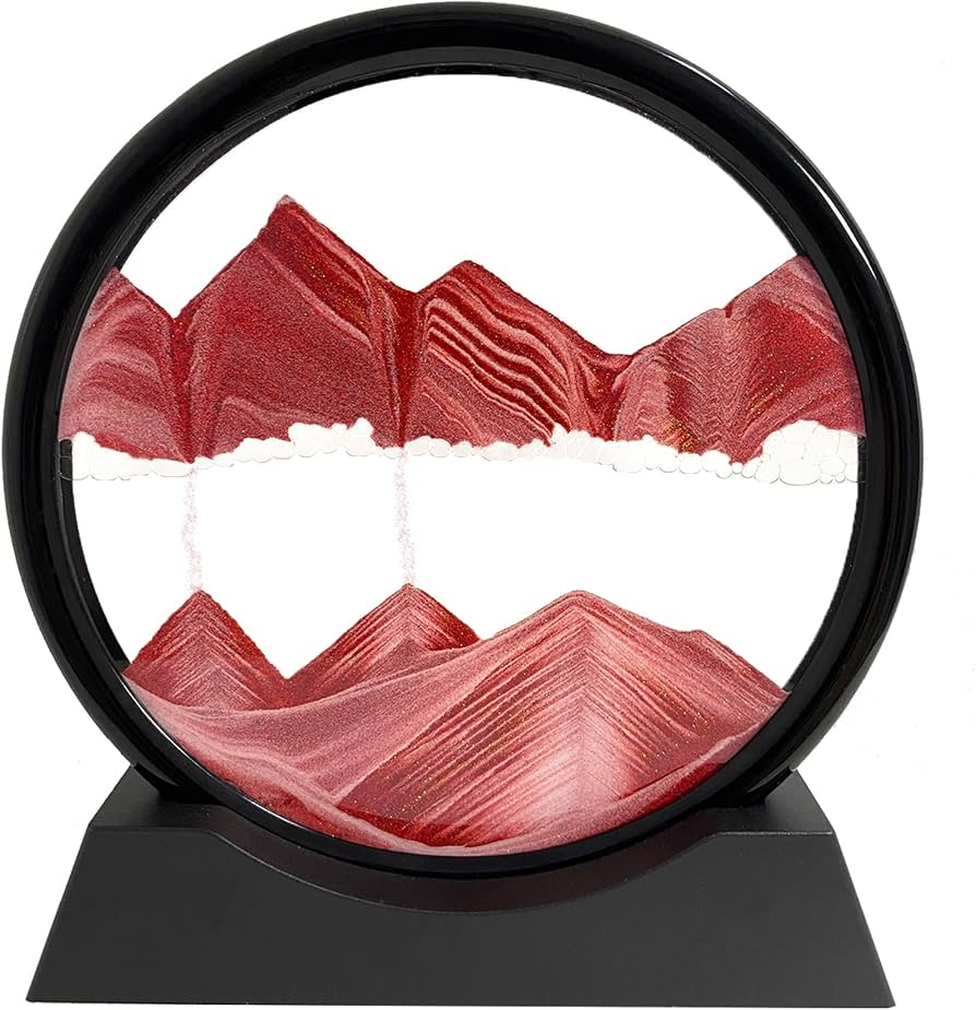 Moving Sand Art Liquid Motion Frame 7 Inch Round Glass 3D Sandscape Desk Gift - GiftMira