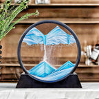 Moving Sand Art Liquid Motion Frame 7 Inch Round Glass 3D Sandscape Desk Gift - GiftMira
