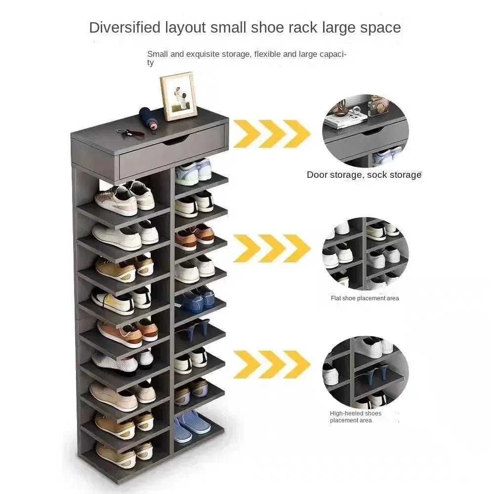 Multilayer Shoe Cabinet with Top Drawer Organizer: Space - Saving Home Furniture - GiftMira