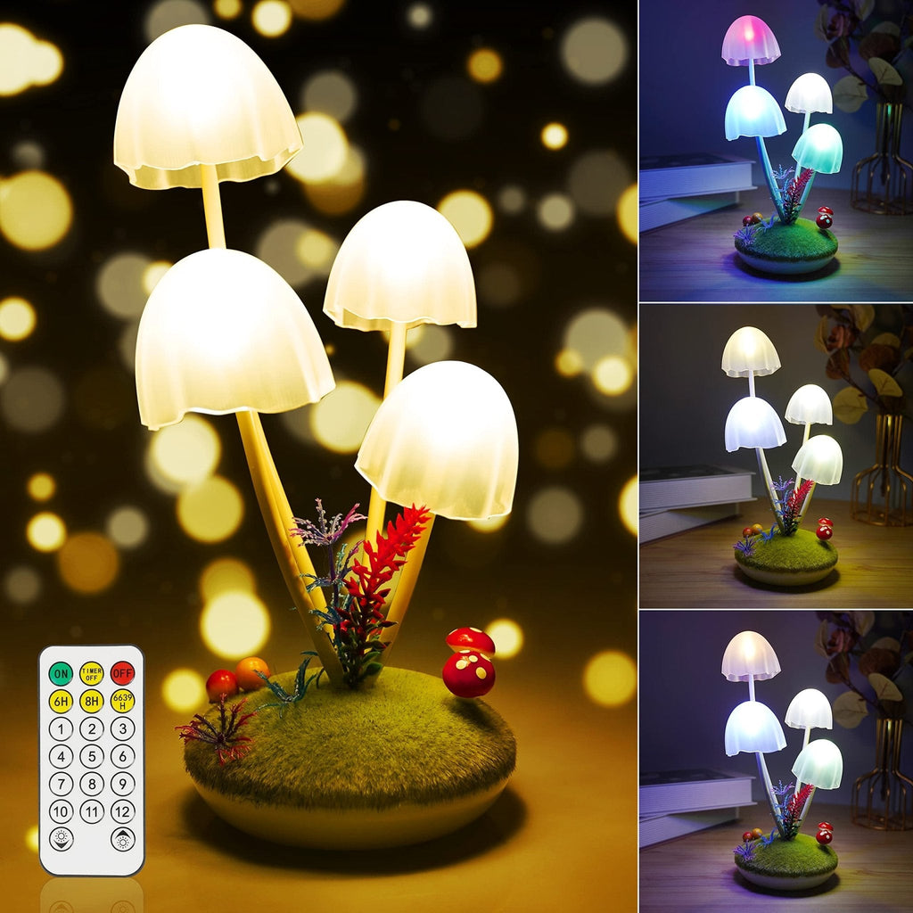Mushroom Table Lamp with Touch Dimming | LED Bedroom Desk Night Light - GiftMira