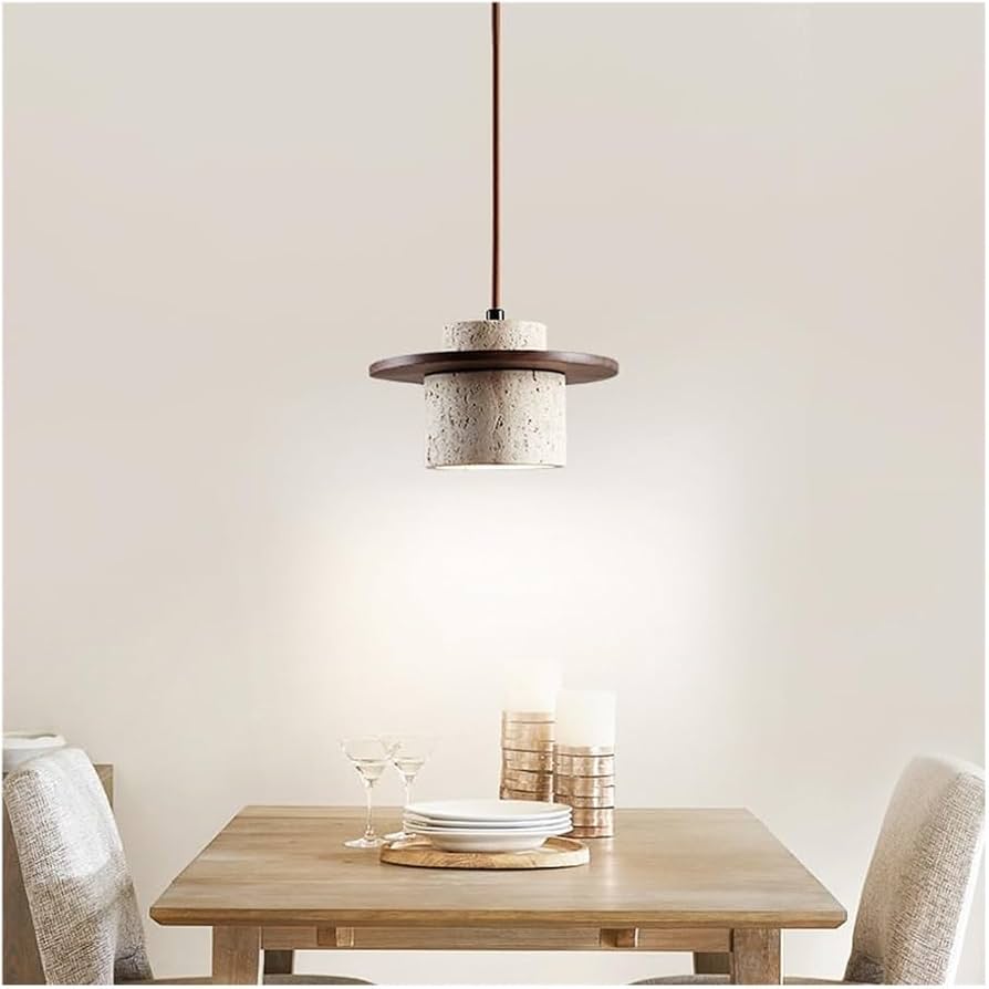 Nordic Wabi - Sabi Table Lamp Natural Stone Base Linen Shade Minimalist Japandi Bedside Desk Light - GiftMira