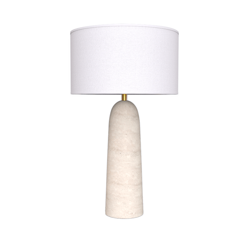 Nordic Wabi - Sabi Table Lamp Natural Stone Base Linen Shade Minimalist Japandi Bedside Desk Light - GiftMira