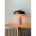 Nordic Wabi - Sabi Table Lamp Natural Stone Base Linen Shade Minimalist Japandi Bedside Desk Light - GiftMira