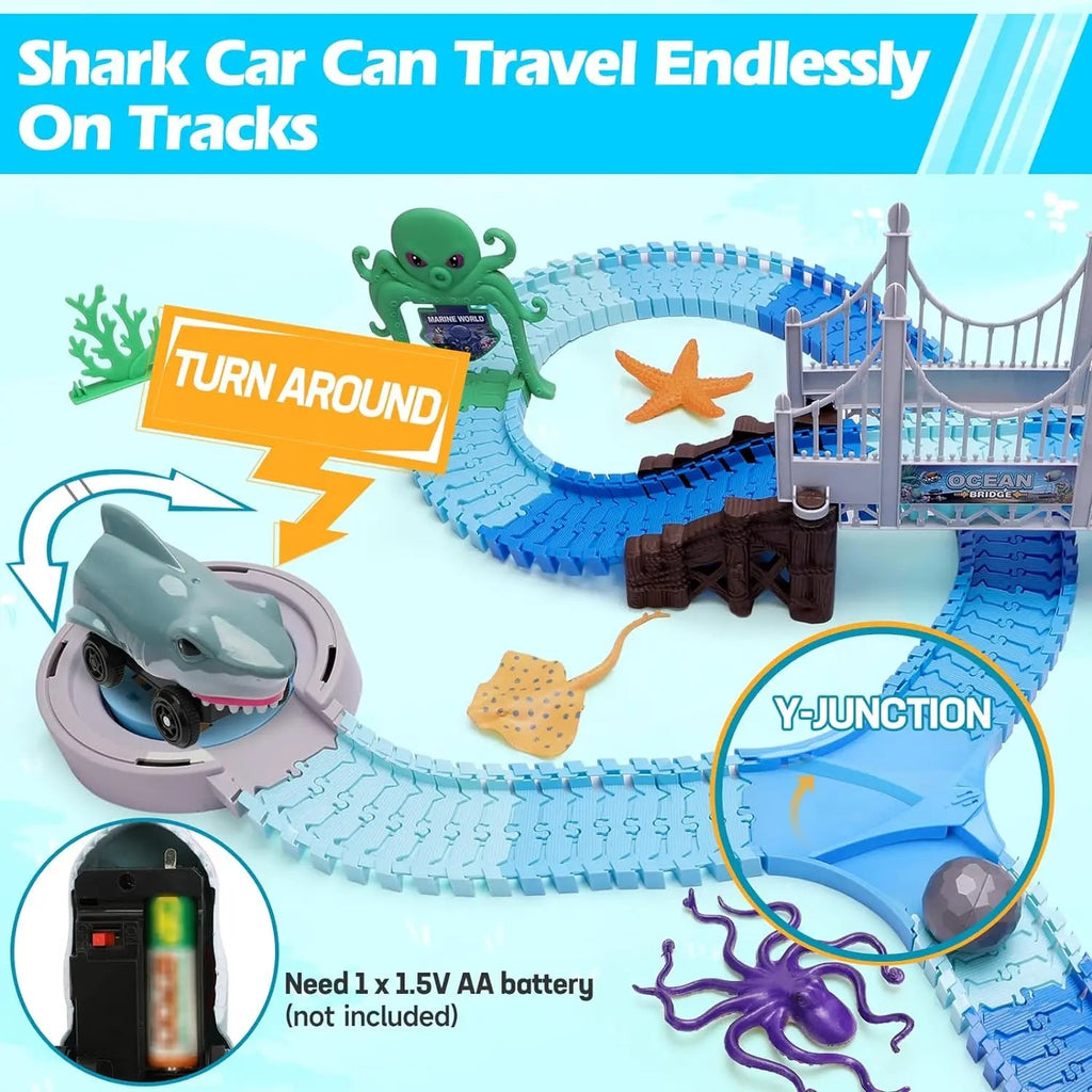 Ocean Adventure Shark Race Track | Flexible STEM Toy Set for Kids 3+ - GiftMira