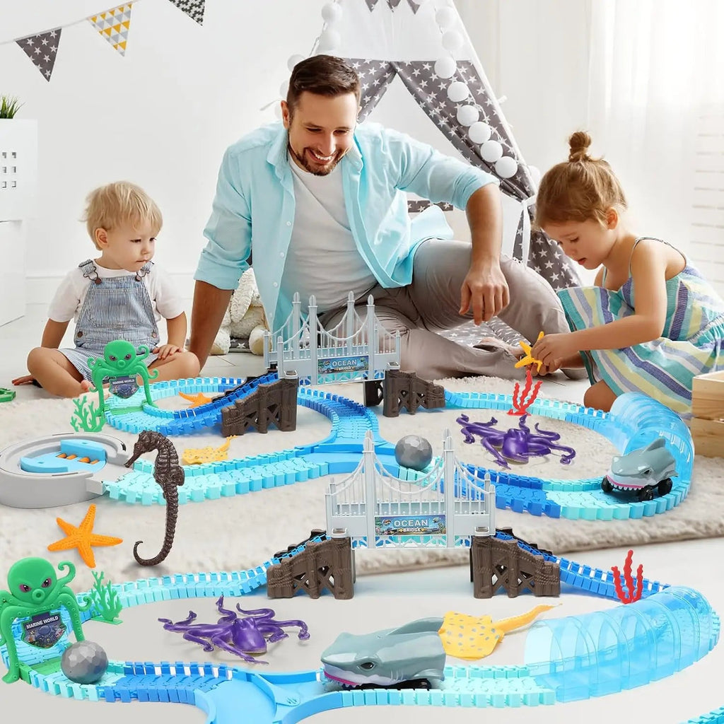 Ocean Adventure Shark Race Track | Flexible STEM Toy Set for Kids 3+ - GiftMira