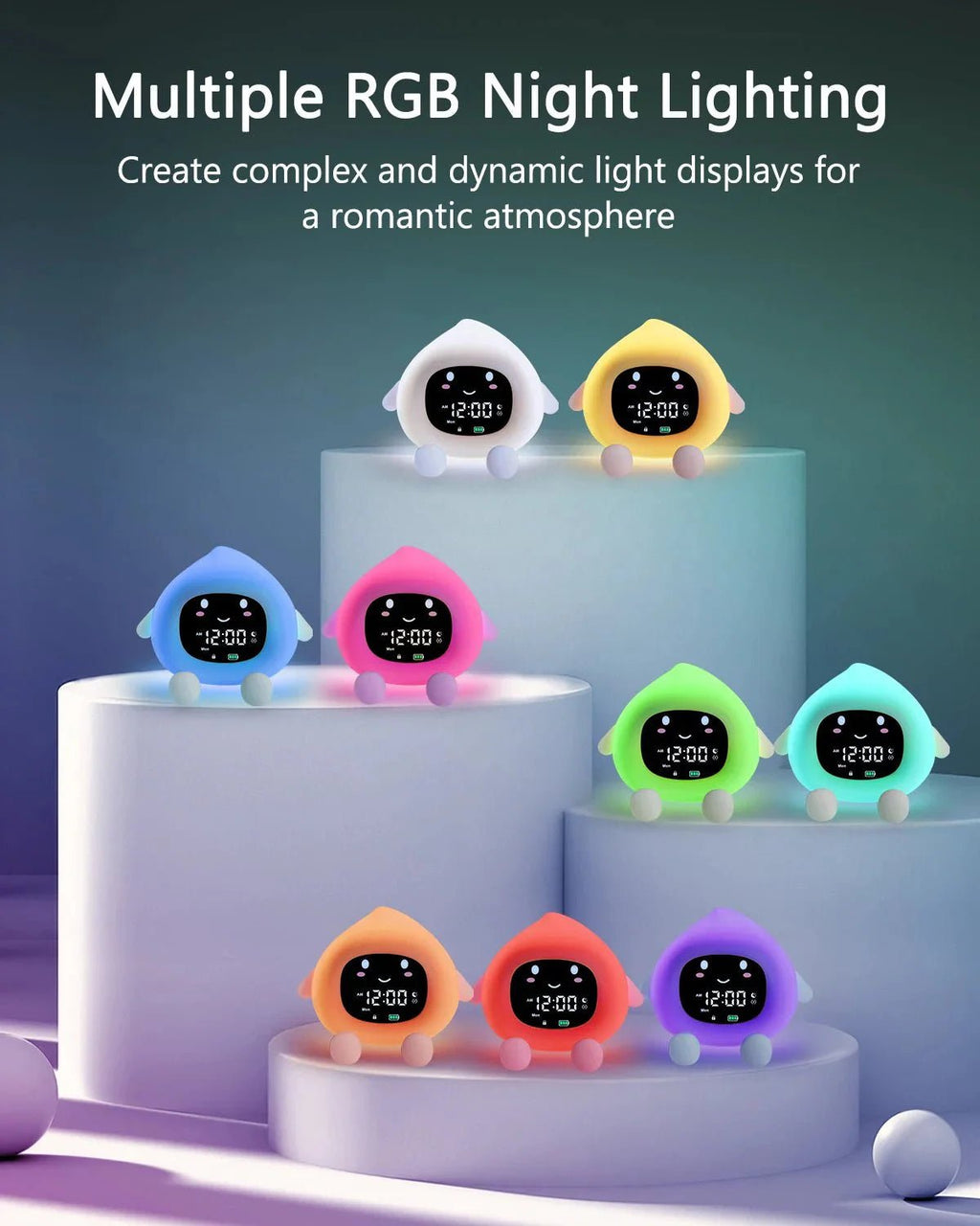 ORIA Kids Alarm Clock – Smart Sleep Training & 9 - Color LED Night Light - GiftMira