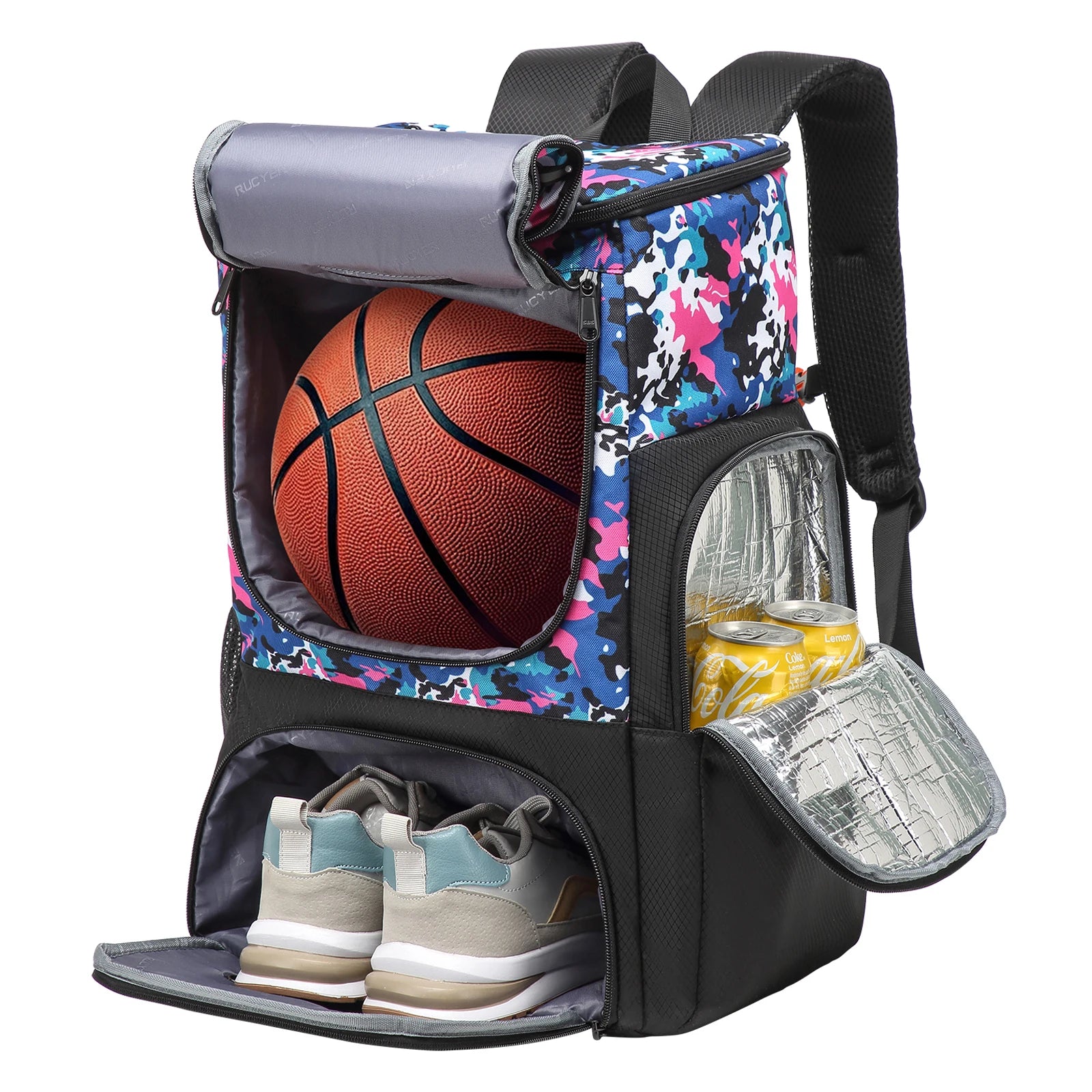Basketball Sports Backpack with Ball & Shoe Compartments for Basketball, Soccer, Football & Volleyball