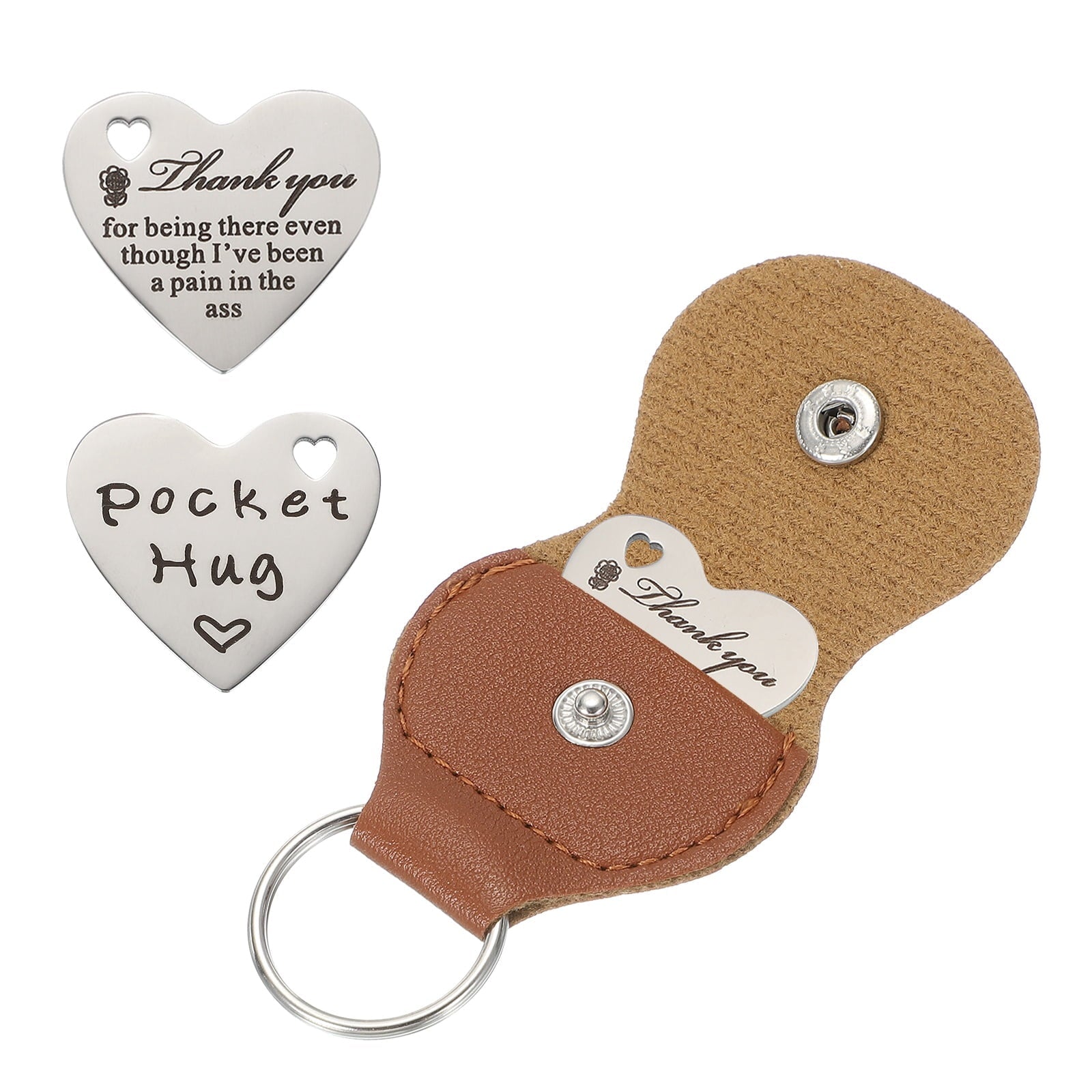 Pocket Hug Keepsake Keychain – Leather Pouch Token Gift with Message Card for Partner, Son & Loved Ones - GiftMira