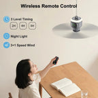 Portable Camping Ceiling Fan – 12000mAh Rechargeable, LED Lantern, Remote Control, 30H Battery, USB - C, RV/Tent - GiftMira