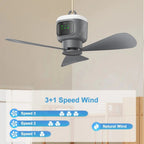 Portable Camping Ceiling Fan – 12000mAh Rechargeable, LED Lantern, Remote Control, 30H Battery, USB - C, RV/Tent - GiftMira