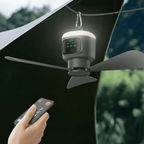 Portable Camping Ceiling Fan – 12000mAh Rechargeable, LED Lantern, Remote Control, 30H Battery, USB - C, RV/Tent - GiftMira