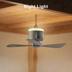 Portable Camping Ceiling Fan – 12000mAh Rechargeable, LED Lantern, Remote Control, 30H Battery, USB - C, RV/Tent - GiftMira