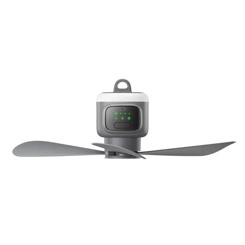 Portable Camping Ceiling Fan – 12000mAh Rechargeable, LED Lantern, Remote Control, 30H Battery, USB - C, RV/Tent - GiftMira