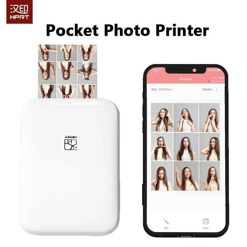 Portable Color Photo Printer Bluetooth Mini Mobile Pocket Printer 2x3 Inch HD Picture Printer - GiftMira