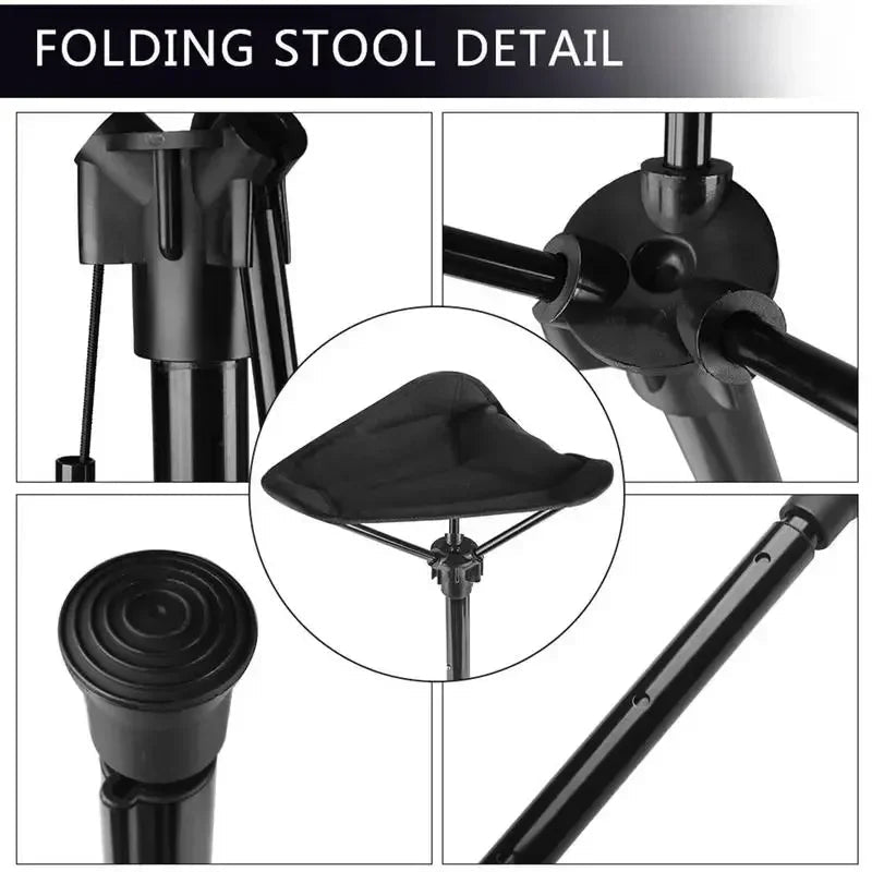 Portable Compact Folding Camping Chair – Ultralight Telescoping Seat Stick with Carry Bag 300 Lb Cap - GiftMira