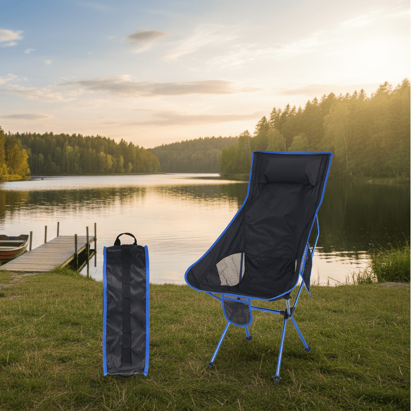 Portable Compact Folding Camping Chair – Ultralight Telescoping Seat with Carry Bag 300 Lb Cap - GiftMira