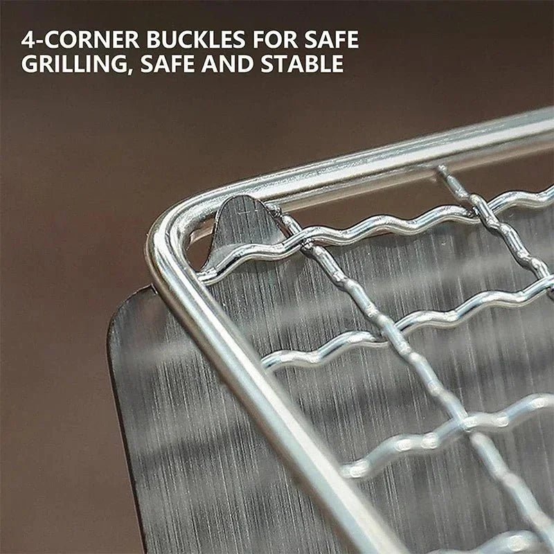 Portable Folding Charcoal Grill Stainless Steel Camping BBQ Outdoor Compact with Carry Bag - GiftMira