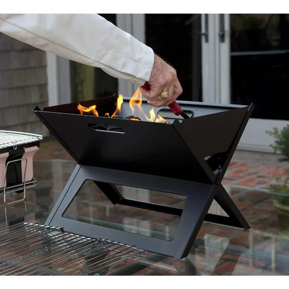 Portable Notebook BBQ Grill Foldable Charcoal Barbecue Grill for Camping Travel Picnic Outdoor Cooking - GiftMira