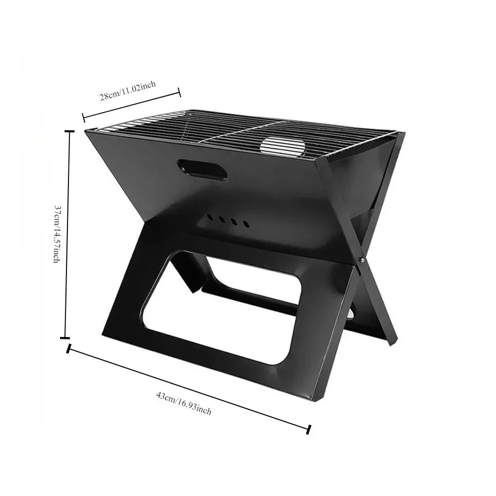 Portable Notebook BBQ Grill Foldable Charcoal Barbecue Grill for Camping Travel Picnic Outdoor Cooking - GiftMira