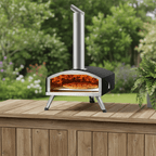 Portable Outdoor Pizza Oven Wood Fired – 12" Multi - Fuel Pellet Pizza Maker, 450°C, Foldable Legs, Stone + Peel - GiftMira