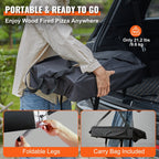 Portable Outdoor Pizza Oven Wood Fired – 12" Multi - Fuel Pellet Pizza Maker, 450°C, Foldable Legs, Stone + Peel - GiftMira