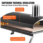 Portable Outdoor Pizza Oven Wood Fired – 12" Multi - Fuel Pellet Pizza Maker, 450°C, Foldable Legs, Stone + Peel - GiftMira