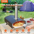 Portable Outdoor Pizza Oven Wood Fired – 12" Multi - Fuel Pellet Pizza Maker, 450°C, Foldable Legs, Stone + Peel - GiftMira