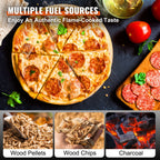 Portable Outdoor Pizza Oven Wood Fired – 12" Multi - Fuel Pellet Pizza Maker, 450°C, Foldable Legs, Stone + Peel - GiftMira