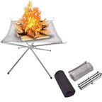 Portable Stainless Steel Fire Pit Grill Foldable Camping BBQ Bonfire Rack Outdoor Wood Stove Stand - GiftMira