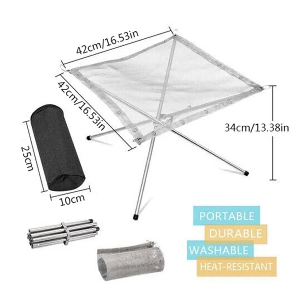 Portable Stainless Steel Fire Pit Grill Foldable Camping BBQ Bonfire Rack Outdoor Wood Stove Stand - GiftMira