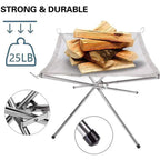 Portable Stainless Steel Fire Pit Grill Foldable Camping BBQ Bonfire Rack Outdoor Wood Stove Stand - GiftMira