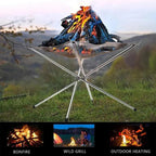 Portable Stainless Steel Fire Pit Grill Foldable Camping BBQ Bonfire Rack Outdoor Wood Stove Stand - GiftMira