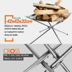 Portable Stainless Steel Fire Pit Grill Foldable Camping BBQ Bonfire Rack Outdoor Wood Stove Stand - GiftMira
