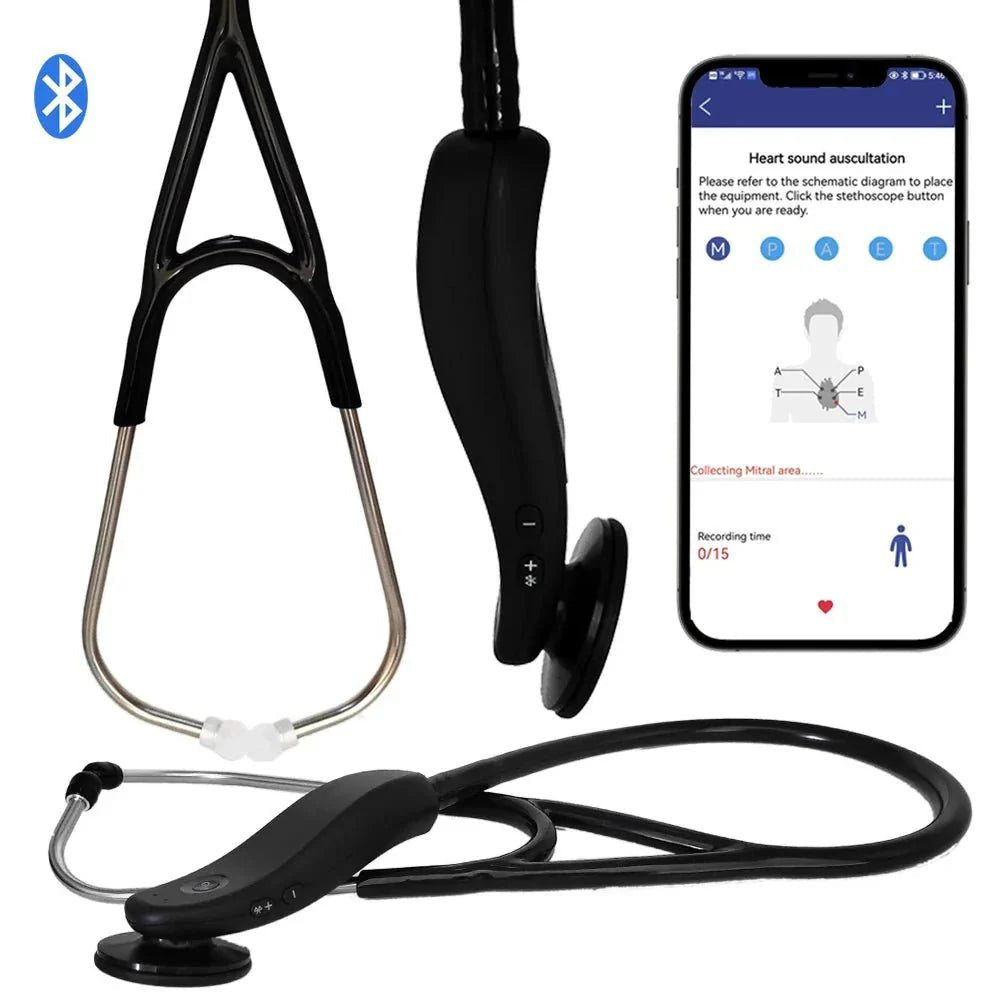 Premium Bluetooth Digital Stethoscope – Wireless 40x Amplified Sound with OLED Display - GiftMira