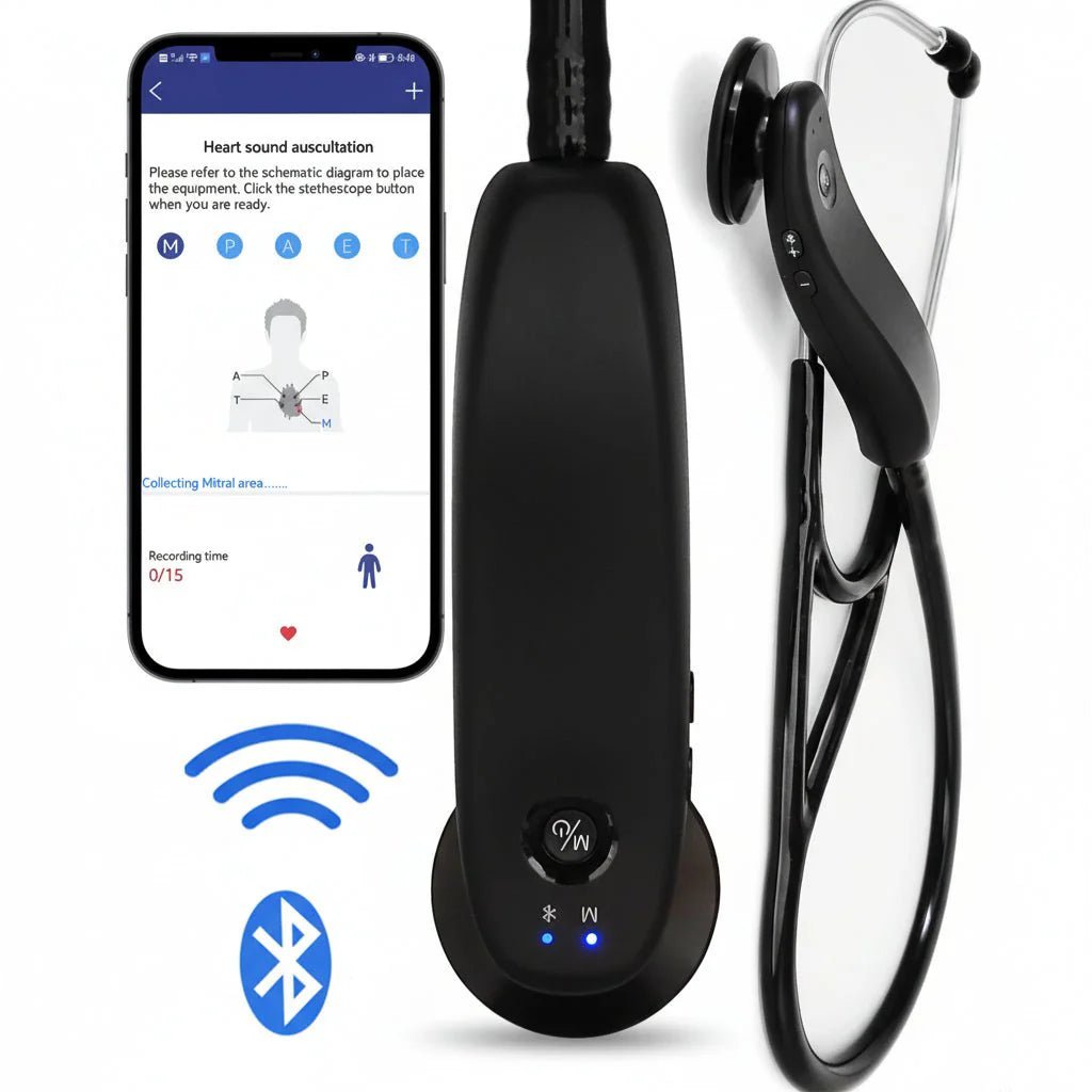 Premium Bluetooth Digital Stethoscope – Wireless 40x Amplified Sound with OLED Display - GiftMira