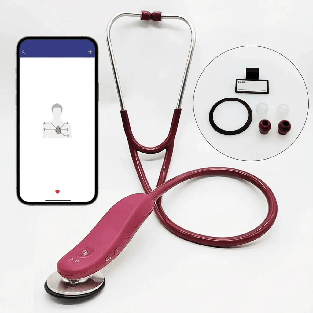 Premium Bluetooth Digital Stethoscope – Wireless 40x Amplified Sound with OLED Display - GiftMira