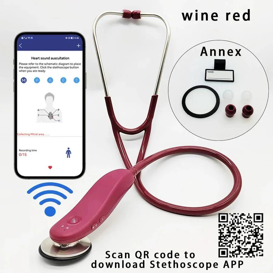 Premium Bluetooth Digital Stethoscope – Wireless 40x Amplified Sound with OLED Display - GiftMira