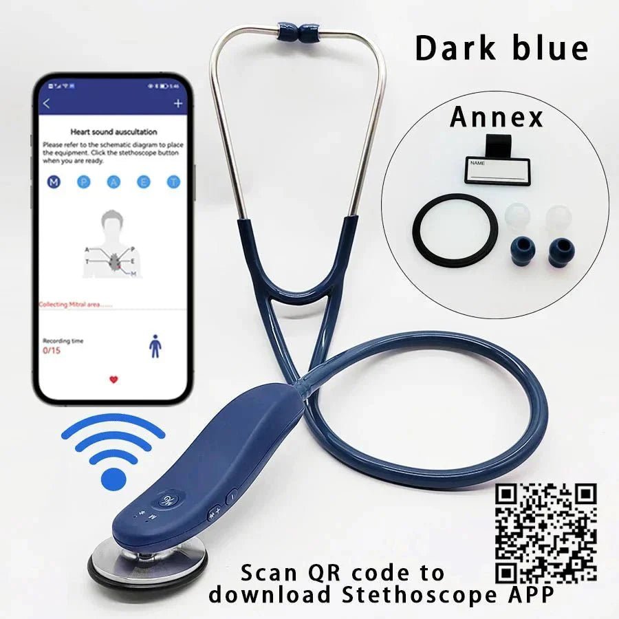 Premium Bluetooth Digital Stethoscope – Wireless 40x Amplified Sound with OLED Display - GiftMira