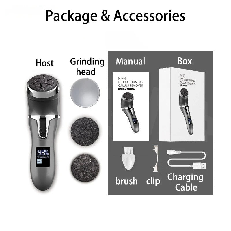 Professional Electric Foot Callus Remover – 3 Roller Heads, 2 - Speed, IPX6 Waterproof, USB Rechargeable - GiftMira