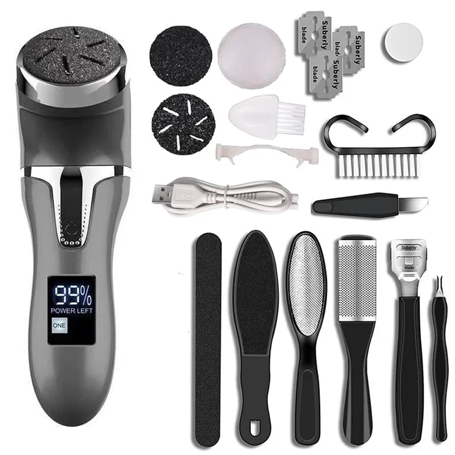 Professional Electric Foot Callus Remover – 3 Roller Heads, 2 - Speed, IPX6 Waterproof, USB Rechargeable - GiftMira