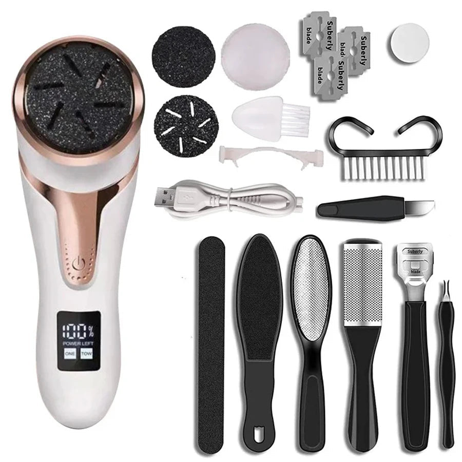 Professional Electric Foot Callus Remover – 3 Roller Heads, 2 - Speed, IPX6 Waterproof, USB Rechargeable - GiftMira