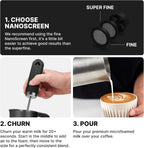 Professional Milk Frother Dual - Speed Waterproof USB - C Rechargeable Barista Foam 30s Latte Coffee - GiftMira