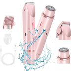 PureGlide 2 in 1 Electric Bikini Trimmer Shaver for Women, Dual Head Wet & Dry Hair Razor Waterproof with Detachable Heads - GiftMira